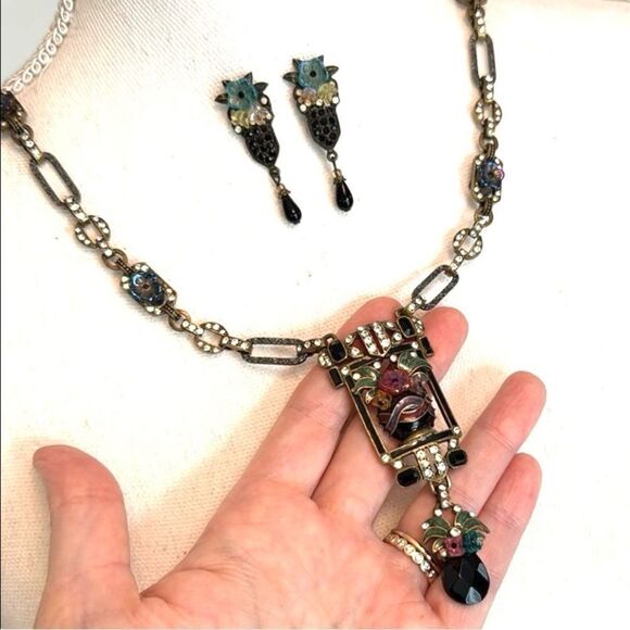 SWEET ROMANCE ART DECO NECKLACE & EARRING SET - Picture 2 of 5